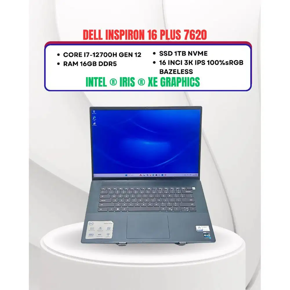 DELL INSPIRON 16 PLUS 7620 CORE I7-12700H RAM 16GB SSD 1TB 16inci 3K 1