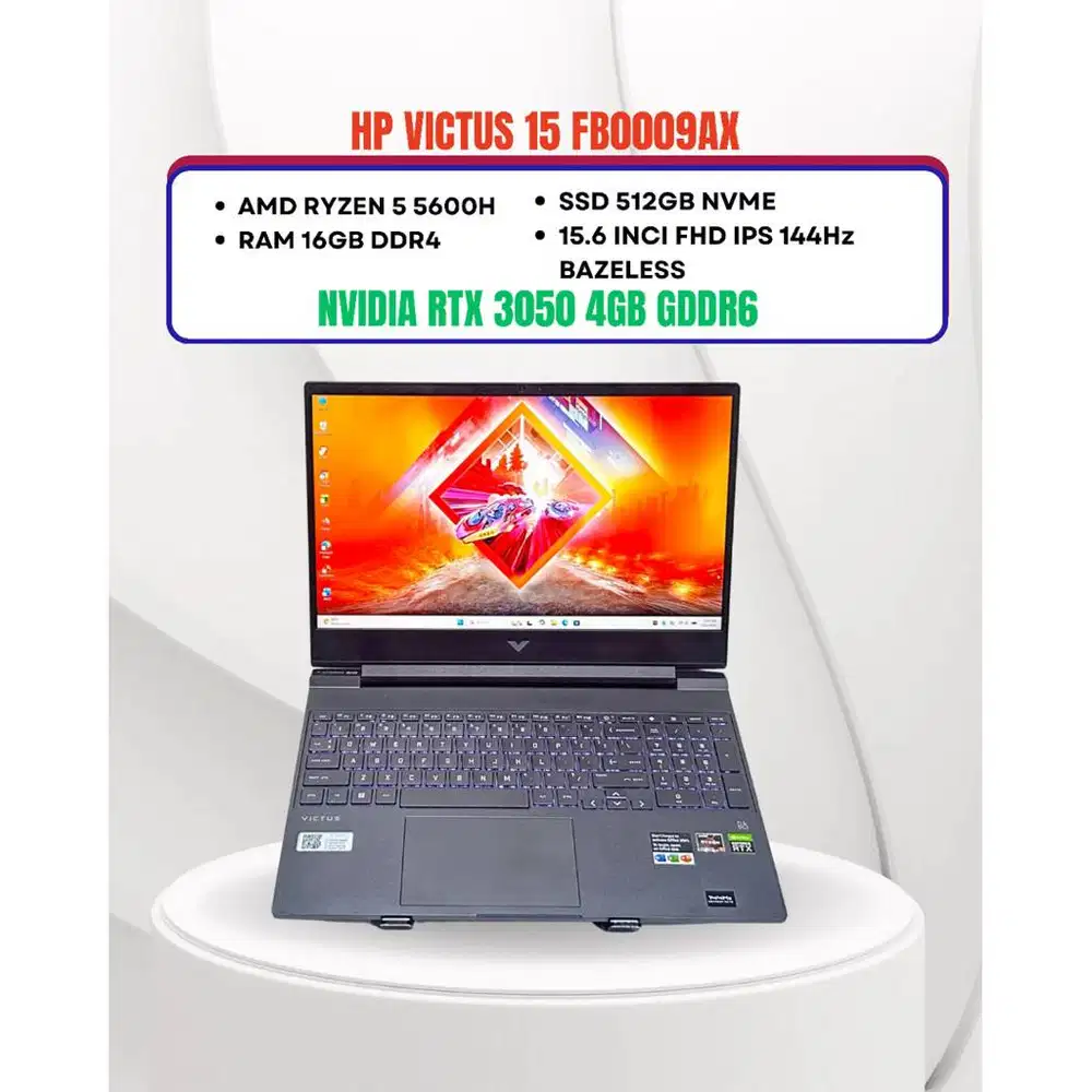 HP VICTUS 15 FB0009AX RYZEN 5 5600H NVIDIA RTX 3050 RAM 16GB SSD 512GB