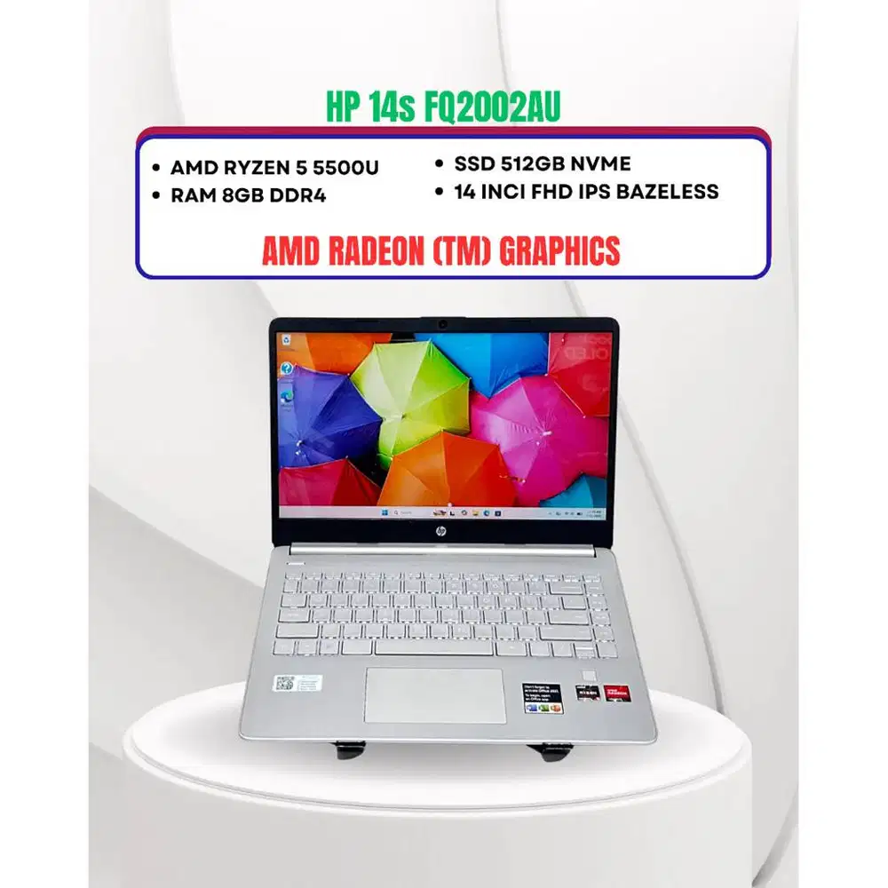 HP 14s FQ2002AU AMD RYZEN 5 5500U RAM 8GB SSD 512GB 14inci FHD IPS