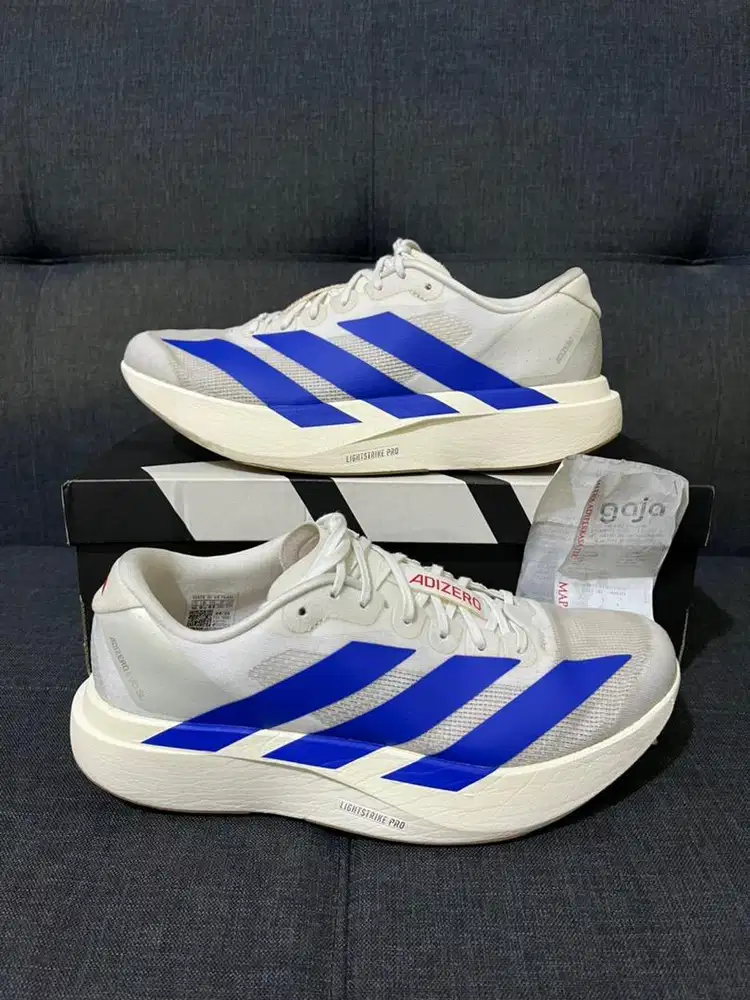 Sepatu Adidas Adizero EVO SL White Blue Size 44 Fullset Second