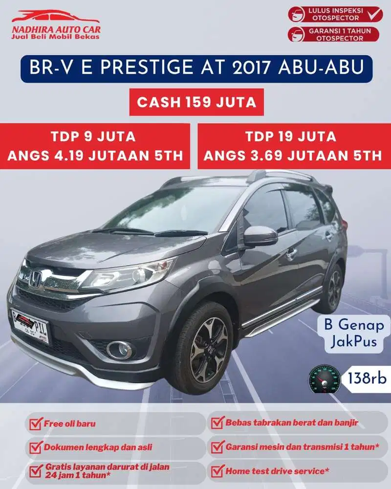Angsuran 3 Jutaan BR-V Prestige AT 2017 Abu-abu