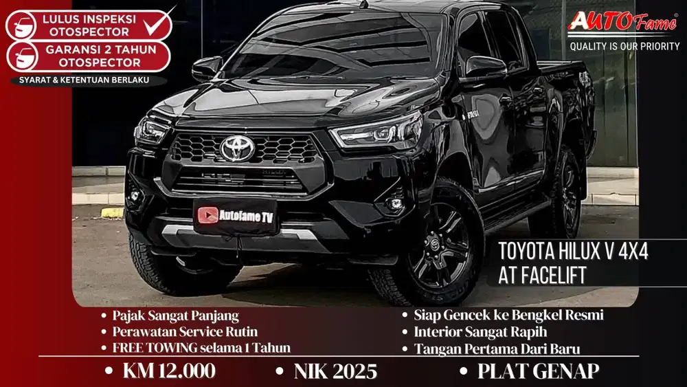 Toyota Hilux V 4x4 AT Facelift NIK 2025 Full Spec Electric Seat Black