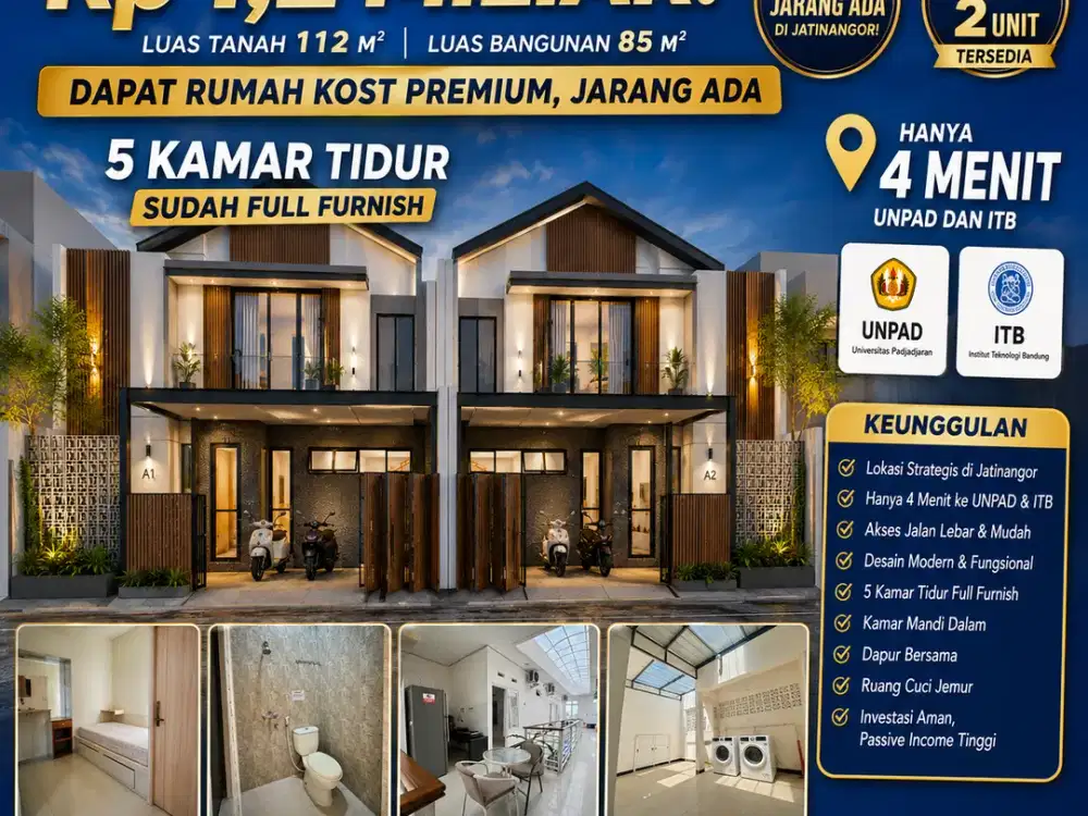 Dijual Kost Premium Full Furnish Dekat UNPAD & ITB, Hanya Rp 1,2 M