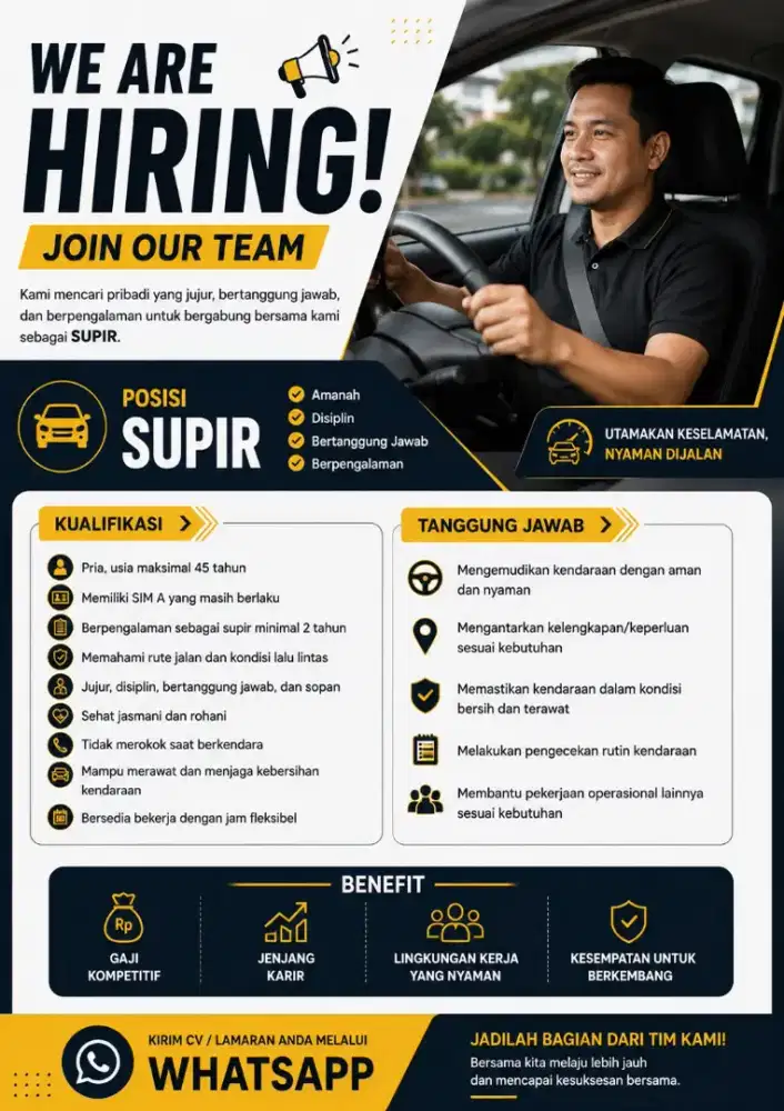 Dicari driver untuk di kb jeruk