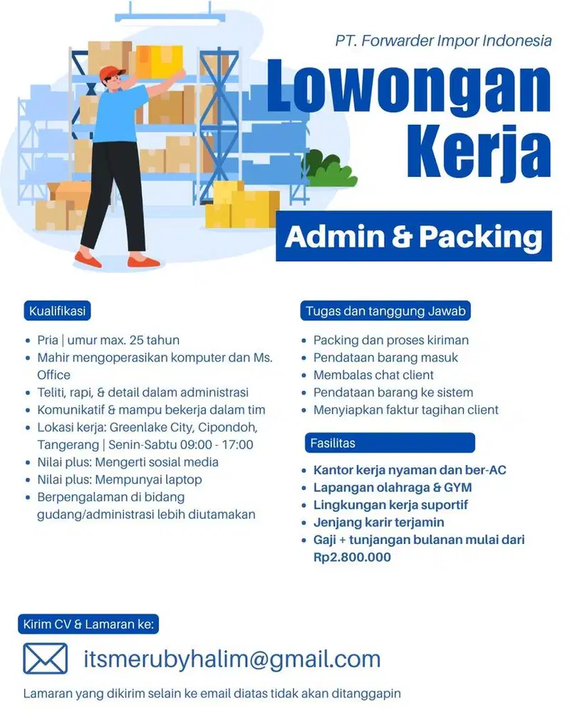 Lamaran Kerja Admin & Packing