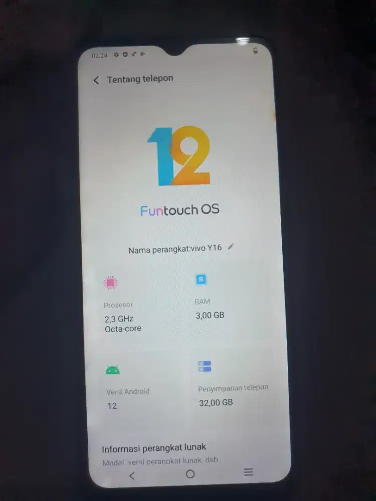 Vivo y16 ram 3/32gb