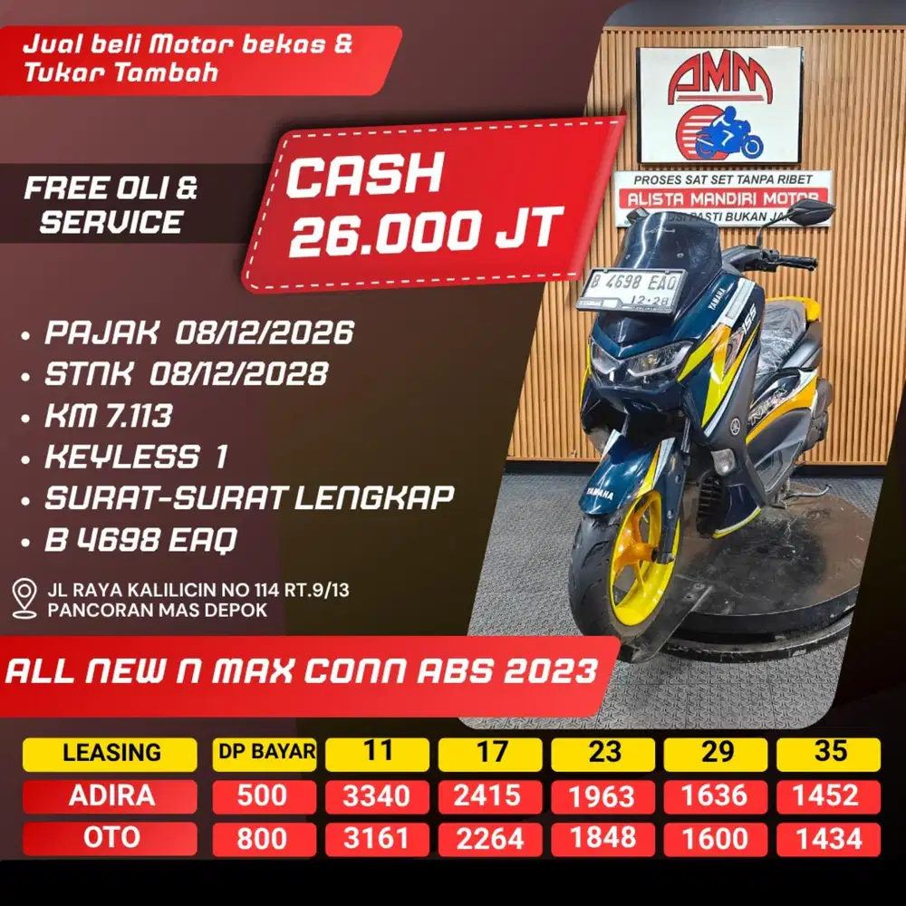 ALL NEW NMAX ABS 2023 DP 500 PAJAK HIDUP KM LOW CASH/KREDIT ALISTA