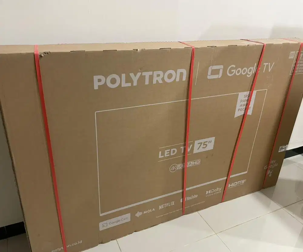 Smart tv 75 polytron, belum dibuka masih segel