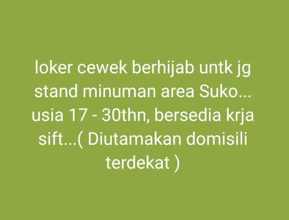 Di butuhkan penjaga stand