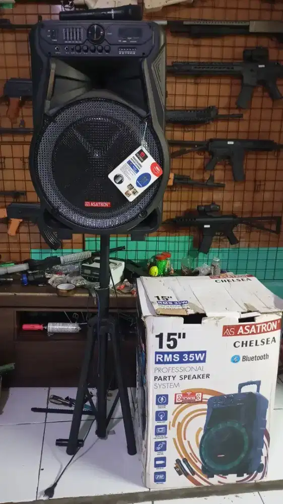 Speaker Karaoke Bluetooth ASATRON 15Inch Bonus Stand