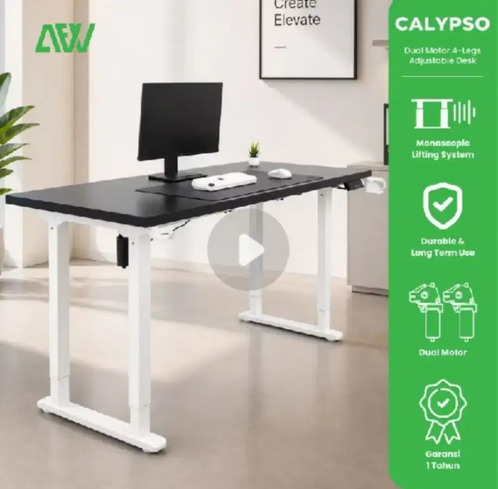 elektrik calypso adjustable standing desk 4kaki