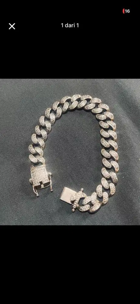 gelang perak lapis emas putih