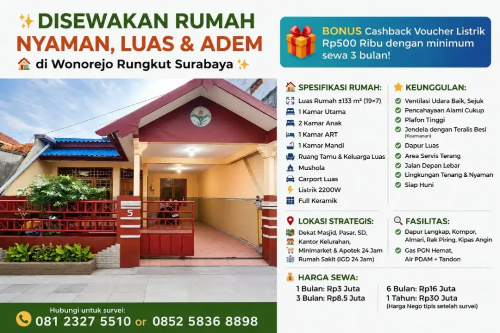 Rumah Disewakan: Sewa Rumah Kontrakan Bulanan atau Tahunan