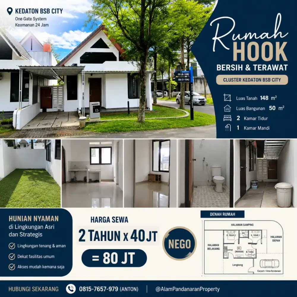 Kontrak/sewa hook kedaton bsb city the miles citraland murah bU cepat