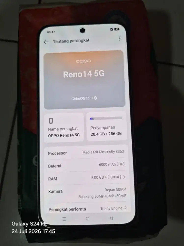 di jual HP oppo Reno 14 5G Ram 8/256 gb