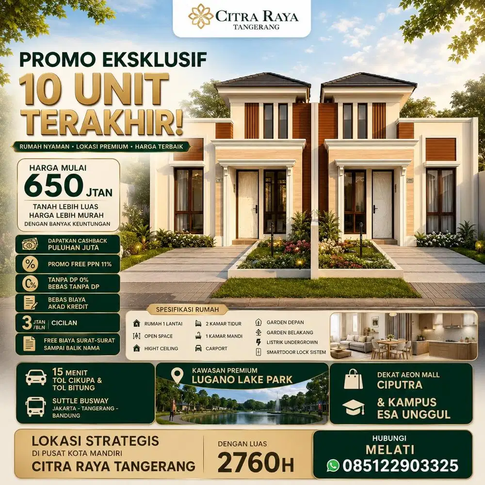 Rumah Di Jual | Jual Rumah Citra Raya Tangerang | Rumah tanpa Dp
