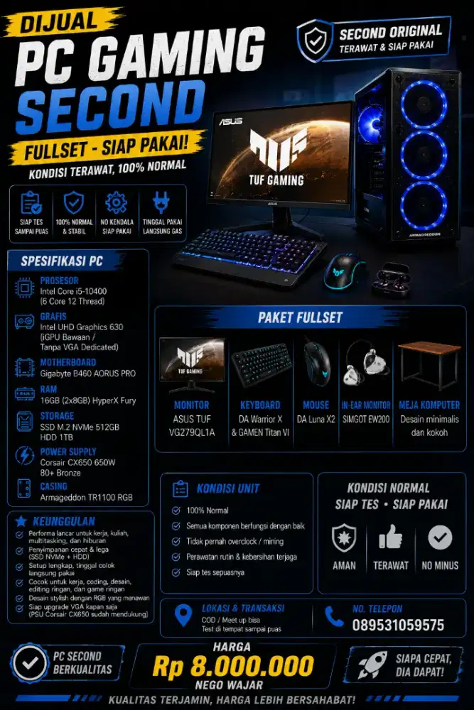 DIJUAL PC SECOND FULLSET – SIAP PAKAI