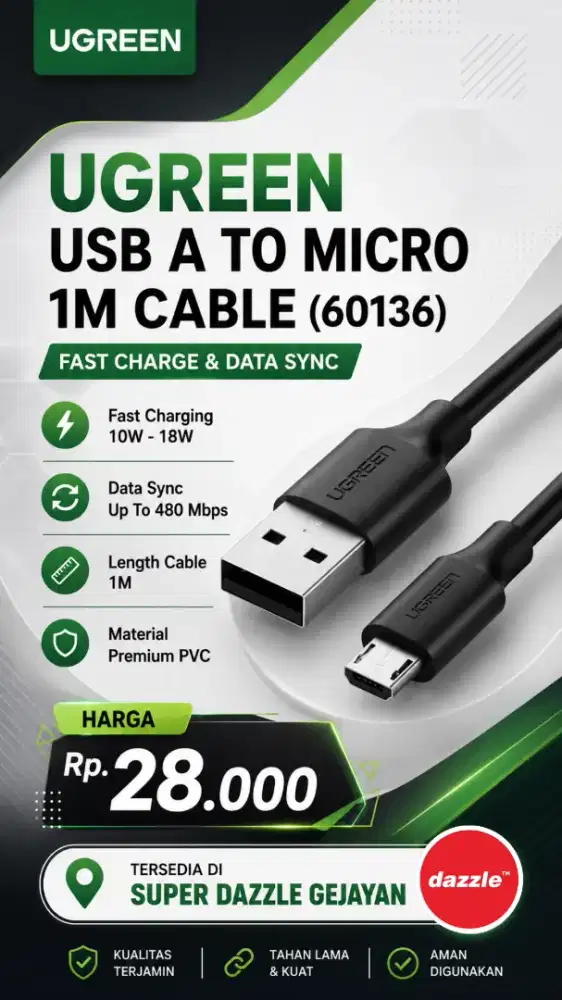 UGREEN USB A TO MICRO CABLE (60136)