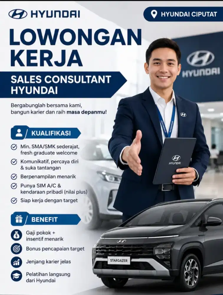LOWONGAN KERJA — SALES CONSULTANT HYUNDAI CIPUTAT