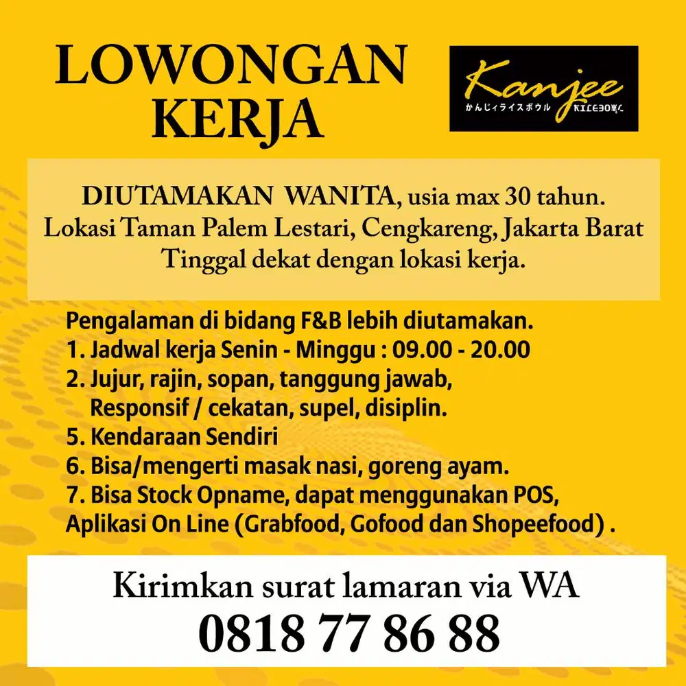 Karyawati outlet Makanan Ricebowl