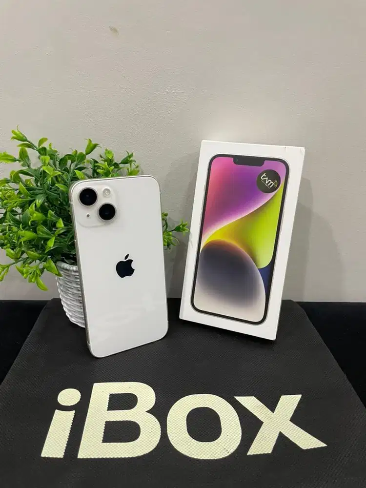 IPhone 14 128GB Starlight mulus Fullset Ori BH 100% Sinyal Permanent
