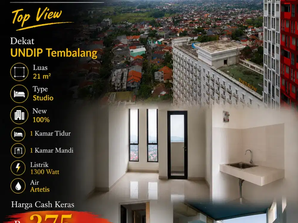 Alton apartment, UNDIP Tembalang, top view, lantai 28, Semarang