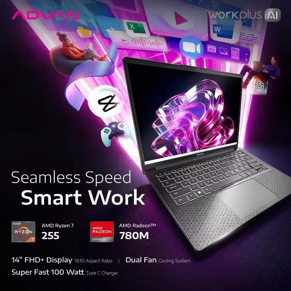 ADVAN WORKPLUS AI  RYZEN 7 255 8GB 512SSD W11