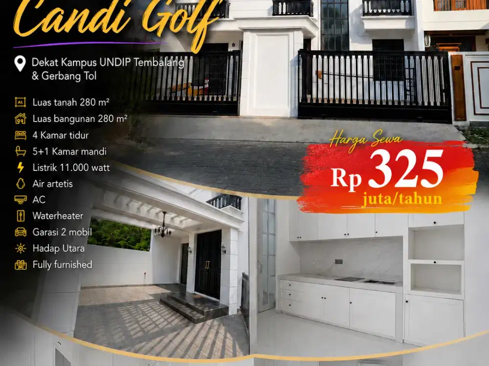 Graha Candi Golf, dekat UNDIP Tembalang dan gerbang tol, fully furnished, siap huni, Semarang