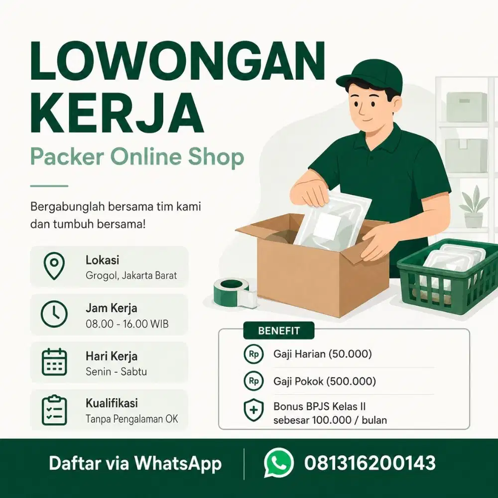 LOWONGAN KERJA PACKER ONLINE SHOP