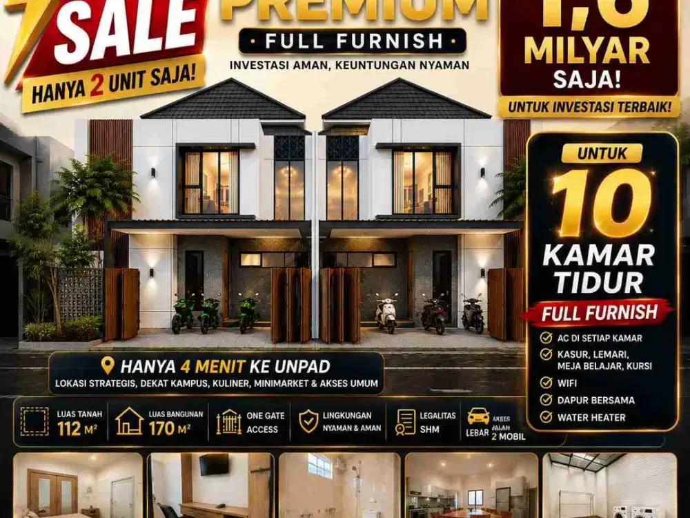 rumah Kost exclusive 10 kamar tidur luas tanah 112 Ring 1 unpad