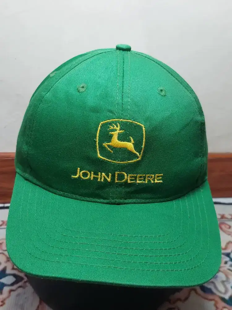 JOHN DEERE Embroidered Logo Snapback Cap – Green Cotton Hat