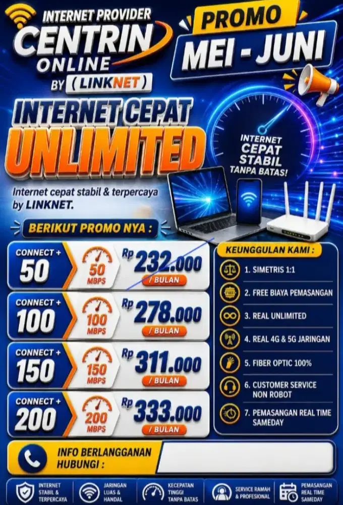 Promo 50mbps, 200k!