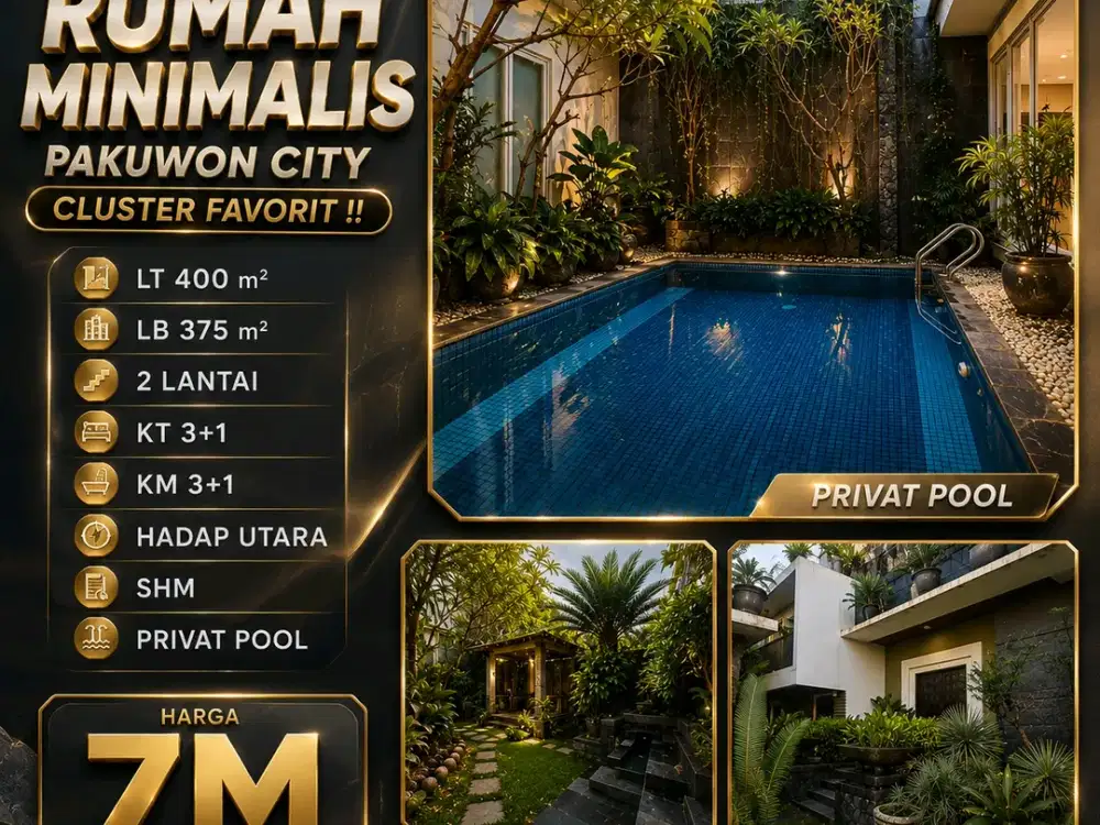 TERMURAH PAKUWON CITY CLUSTER DEPAN MINIMALIS PRIVAT POOL