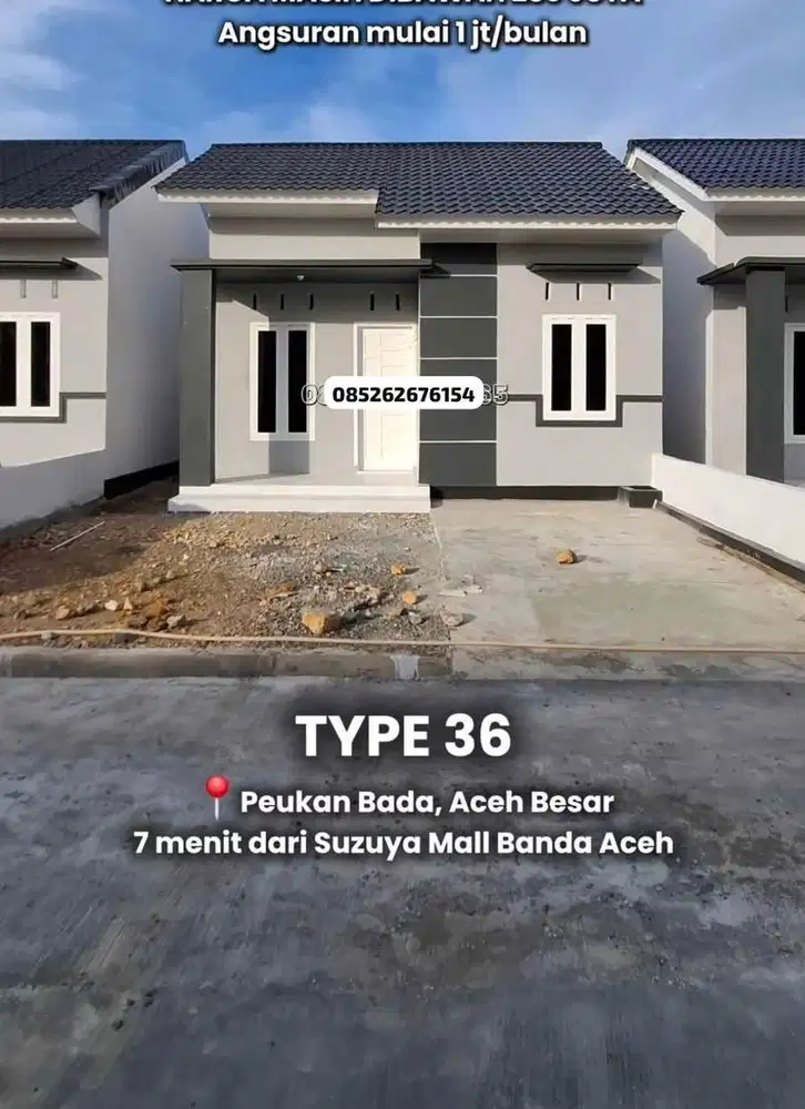 Rmh minimalis subsidi siap huni type 36/130.M.dp 56 jt lamlumpu pkbada