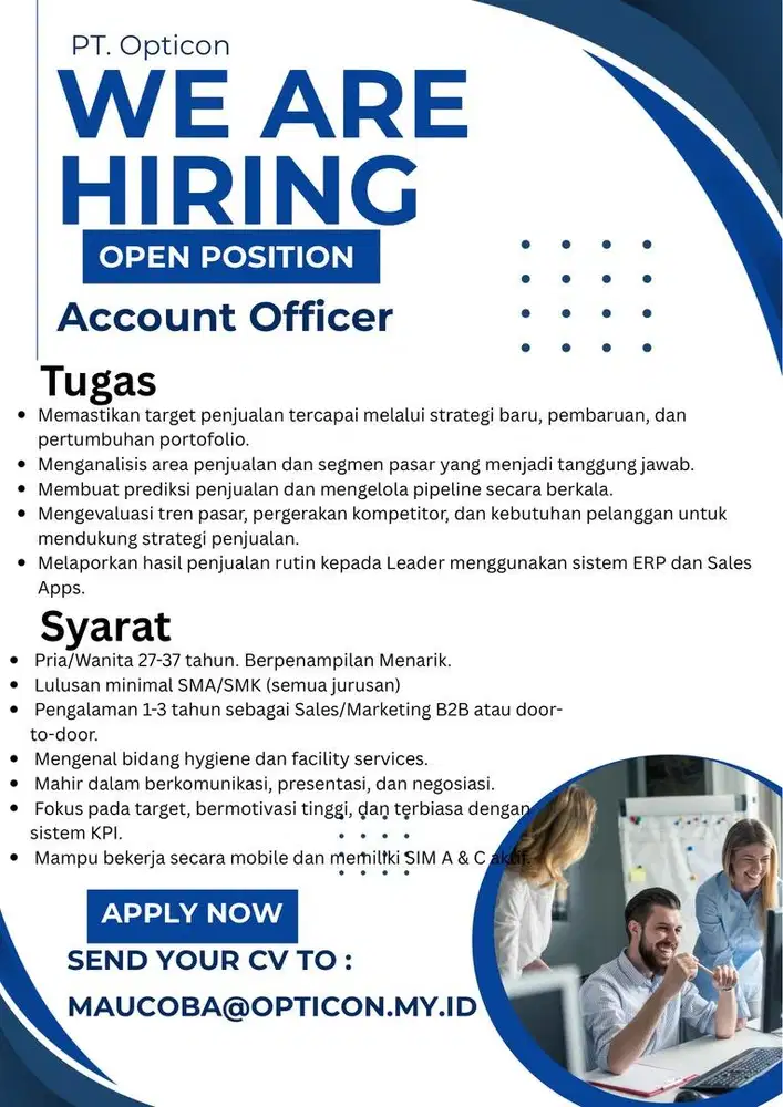 Lowongan Account Officer (Sales) Produk Berkembang