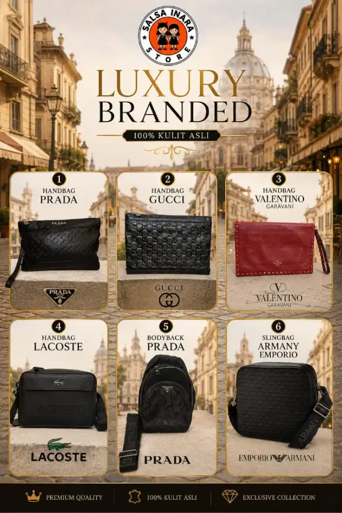 6 tas LUXURY Branded kulis asli