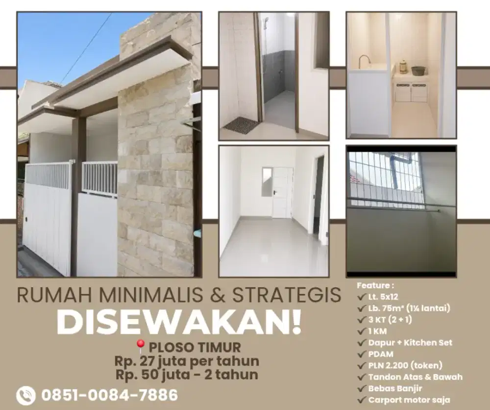 DISEWAKAN RUMAH STRATEGIS PLOSO TIMUR