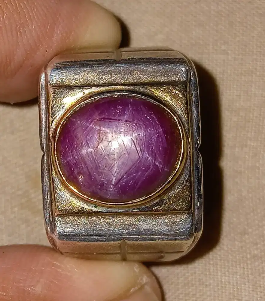 CINCIN PERAK BATU NATURAL RUBY STAR ASTERISM.