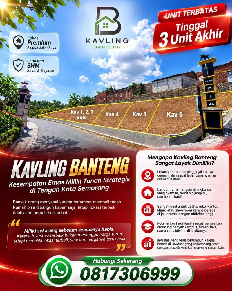 Tanah jangli kedungmundu dekat candi golf pinggir jalan raya