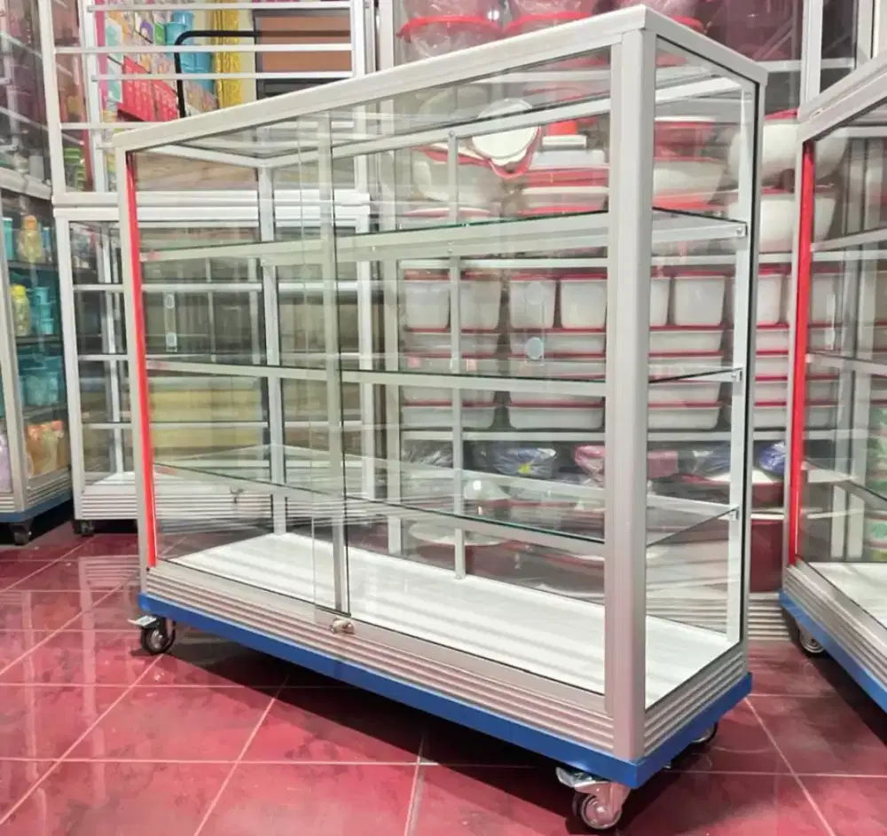 Etalase Pakai RODA BESAR & SIKU BESI Panjang 1,2M Harga Terjangkau