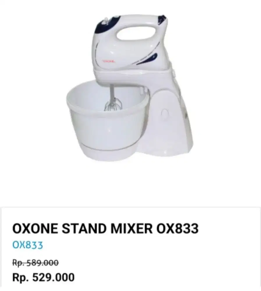 HARGA PROMO: Electric Hand Mixer with Bowl & Stand Oxone OX833