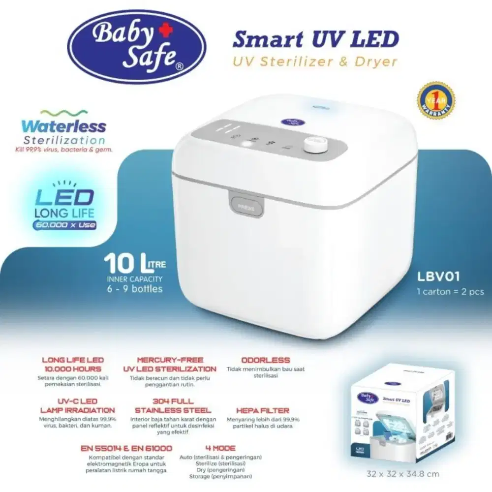 Dijual STERILIZER & DRYER Merk Baby Safe capacity 10 Liter