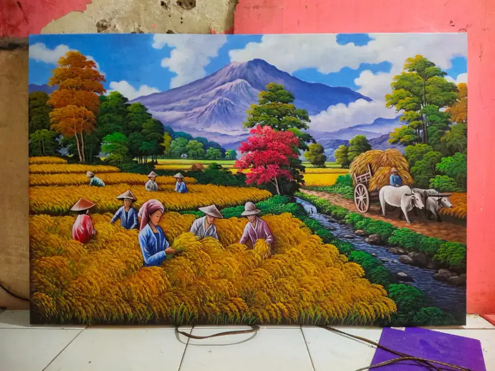Dijual lukisan kanvas pemandangan 90x130 cm