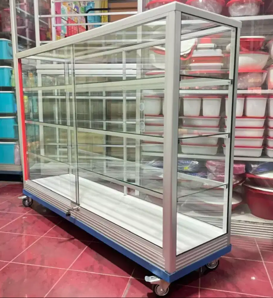 Etalase 1,5Mx1M Pakai Siku Besi + RODA BESAR Siap Kirim