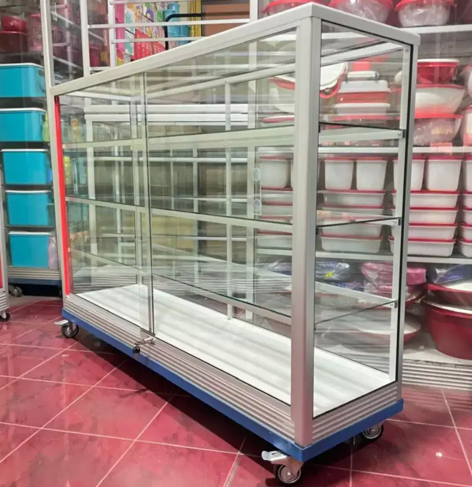 Etalase 1,5Mx1M Pakai Siku Besi + RODA BESAR Barang Ready