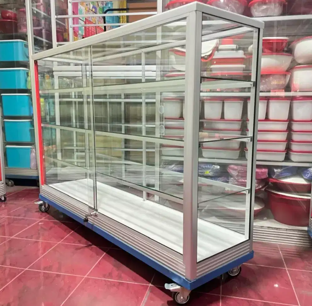 Etalase 1,5Mx1M Pakai Siku Besi + RODA BESAR Buat Warung/Toko