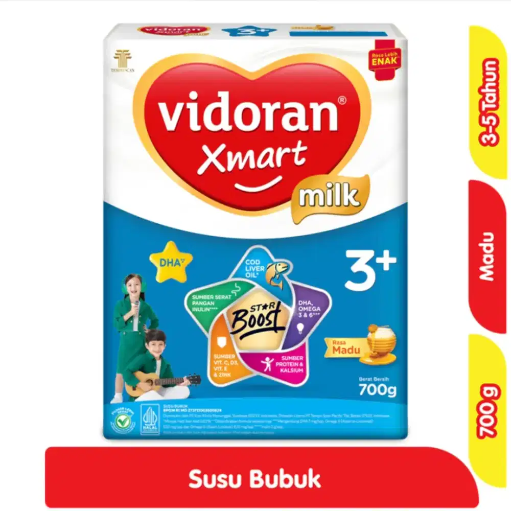 HARGA PROMO: Susu Vidoran Xmart 3 Plus rasa Vanila/ Madu (700 g)