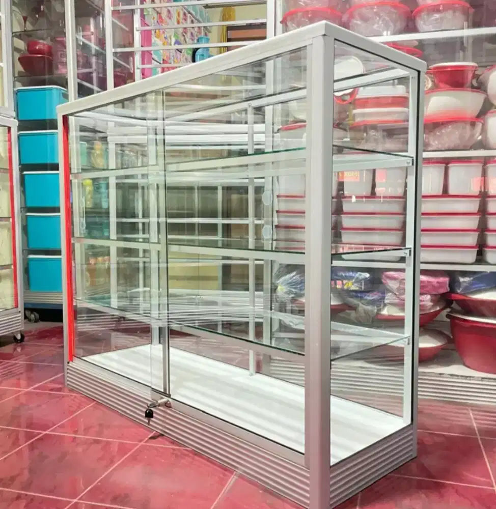 Etalase kaca Serbagun panjang 1,2 meter