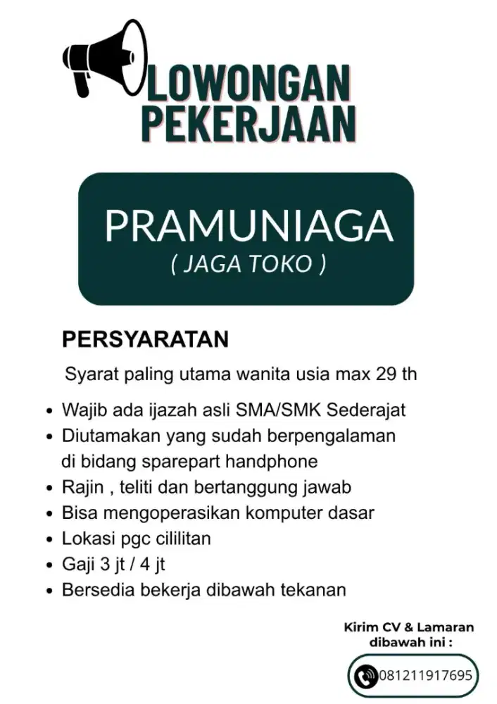 Dibutuhkan lowongan pekerjaan