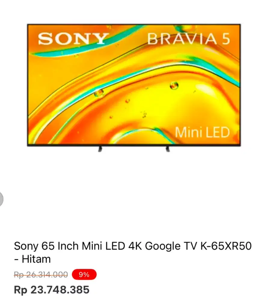 SONY 65 INCH MINI LED 4K GOOGLE TV K-65X50